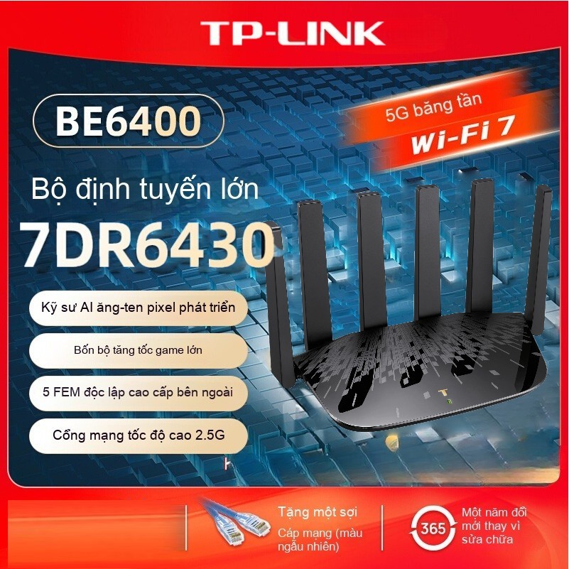 Bộ Phát router Wifi 7 TPLINK BE6400 (7DR6430) - Xyên tường mạnh - Chịu tải cao WIFI7  2,5G  TP-LINK 