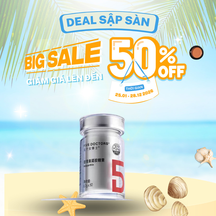 Viên Uống Astaxanthin 12Mg Chống Oxi Hóa, Giảm Nếp Nhăn, Trẻ Hóa Tế Bào FIVE DOCTORS _Giảm Nám, Tàn 