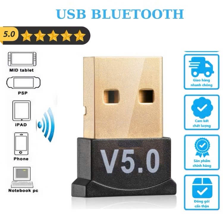 USB Bluetooth 5.0 Dongle CSR, Thu Phát Bluetooth Tốc Độ Cao Cho PC Và Laptop Adapter Bluetooth