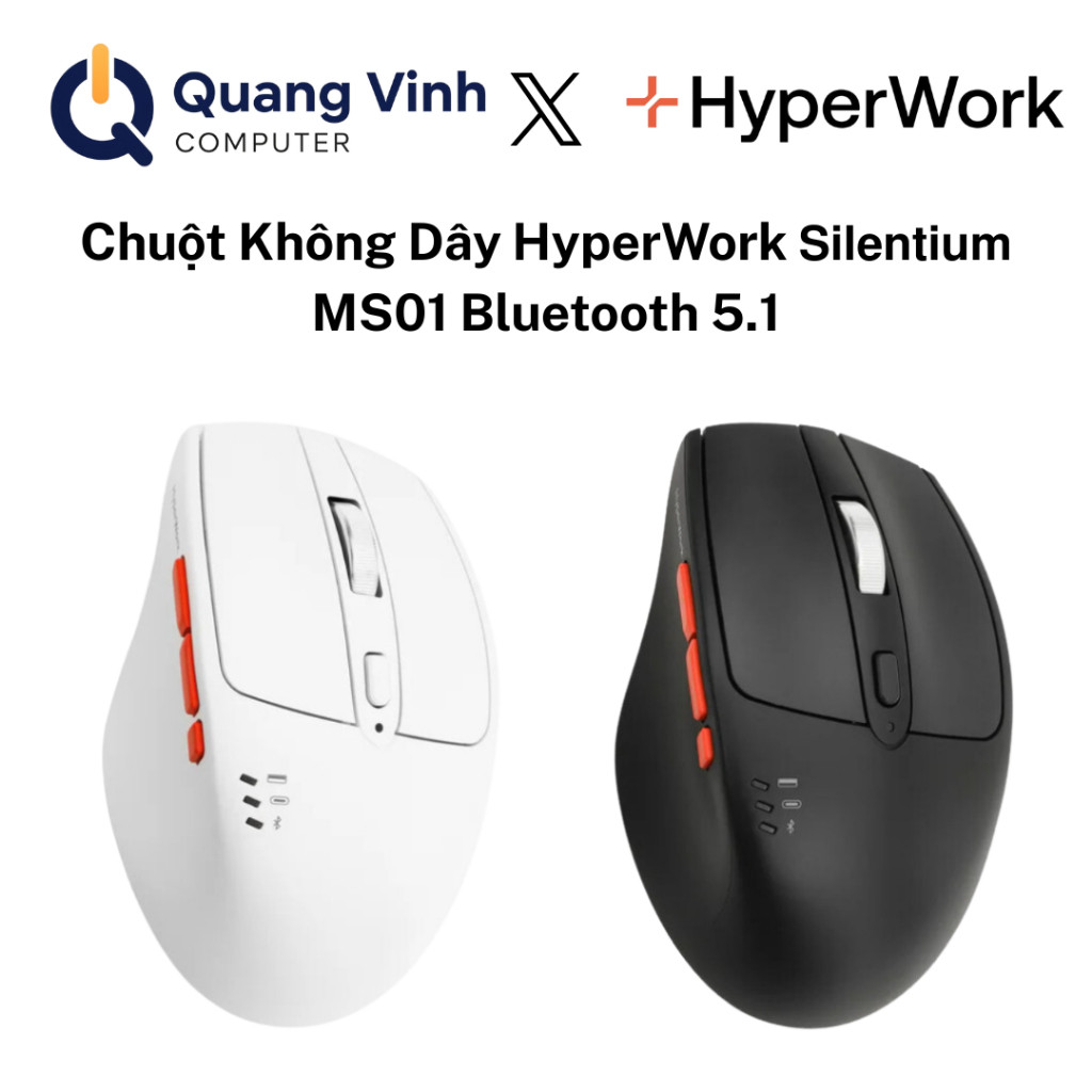 Chuột Không Dây HyperWork 𝗦𝗶𝗹𝗲𝗻𝘁𝗶𝘂𝗺 MS01 Bluetooth 5.1