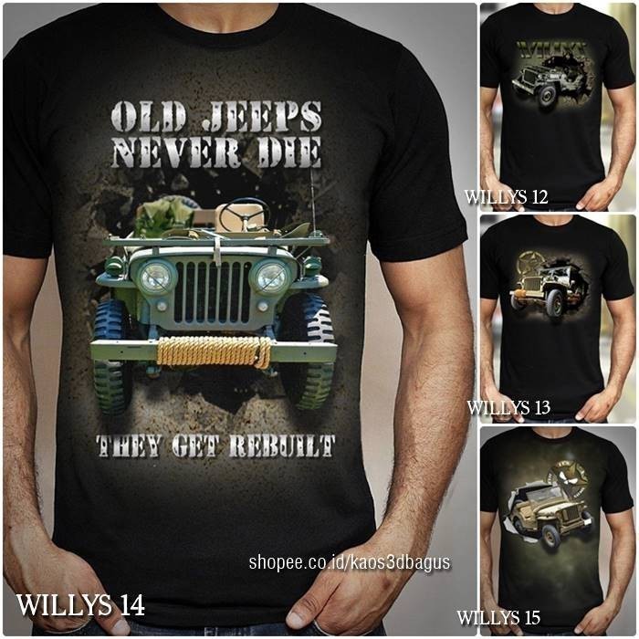 2025 JEEP thời trang KAOS WILYS Jeep OFFROAD Jeep Áo thun cổ điển CAO CẤP JEEP Ô tô Distro