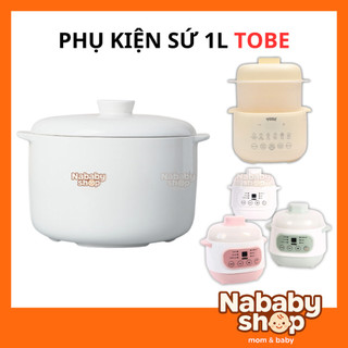 Thố sứ, Nắp sứ nồi nấu cháo chậm TOBE dung tích 1 Lít, phụ kiên thay thế  nồi nấu chậm TOBE