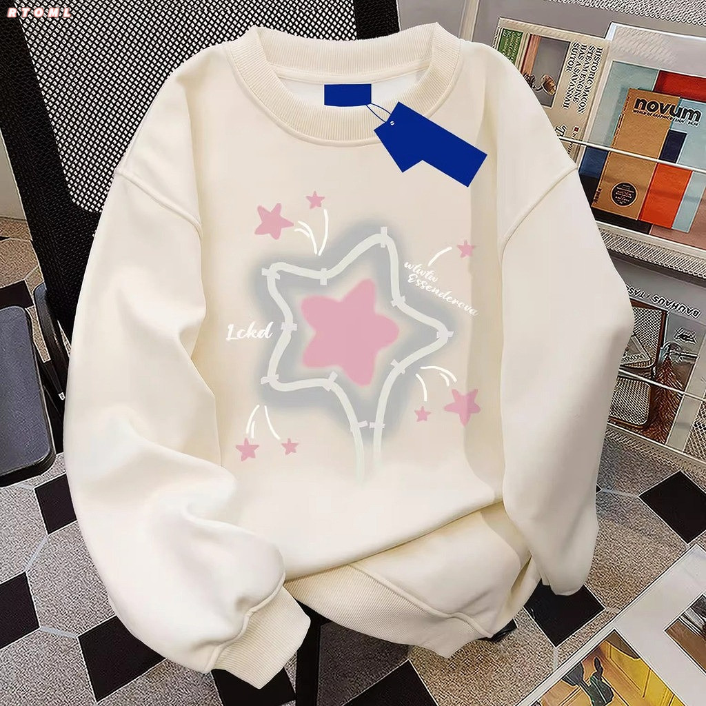 áo sweater nữ form rộng hàn quốc quả mơ mùa đông 320Gsm áo dài tay nỉ dễ local brand - RTOML