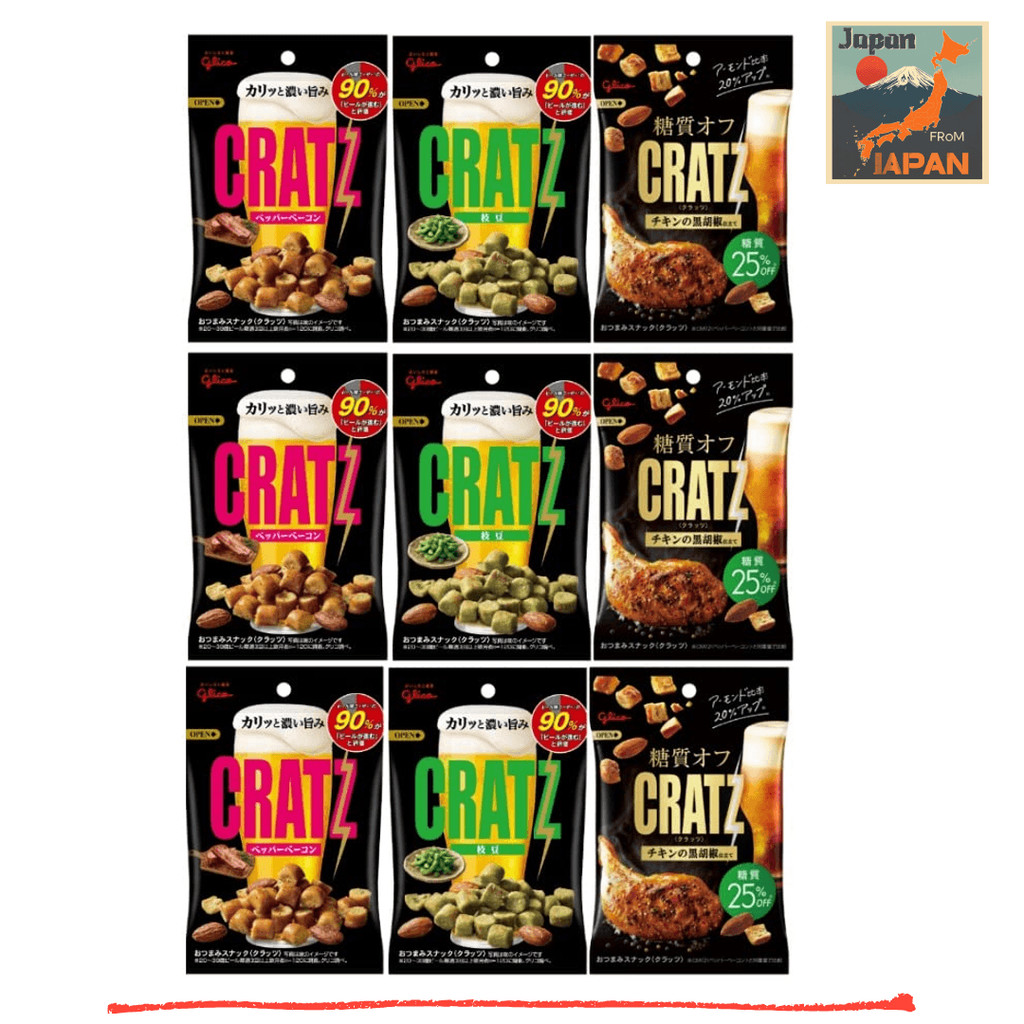 【Từ Nhật】Bánh quy Glico Kratz 42g×9 gói (3 loại×mỗi loại 3 gói)  
Bacon tiêu, đậu tương, bánh quy gà