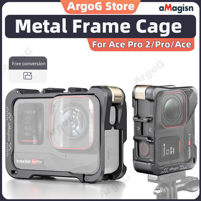 aMagisn Khung kim loại cho Insta360 Ace Pro 2 / Ace Pro / Ace Vỏ bảo vệ bằng hợp kim nhôm tháo lắp n