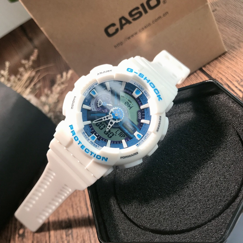 Đồng hồ thể thao chống nước thời trang JOCELLEN G-SHOCK GA-110 màu xanh trắng GA110 w893
