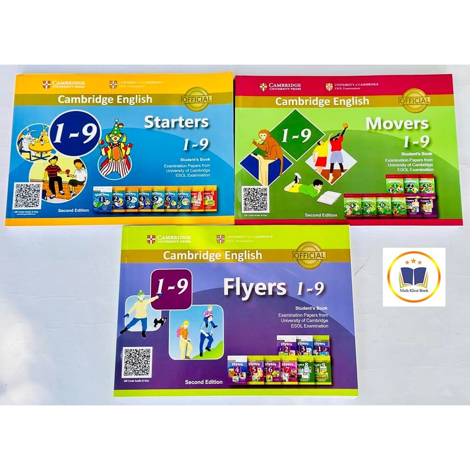 Bộ Luyện Thi Cam  Starter, Movers, Flyers in gộp 1-9 khổ ngang tiết kiệm - Có audio key