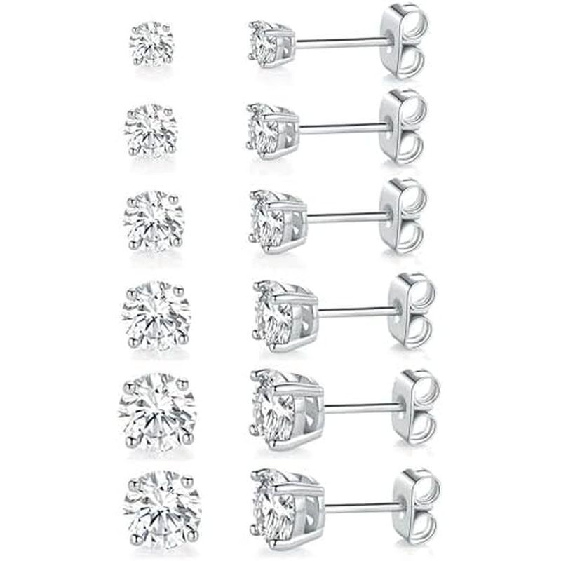 4 Pong Cubic Zirconiaarring 1 Đĩa vàng Pong trong suốt _ pack (P pairs) 1TROUND eGold _ White