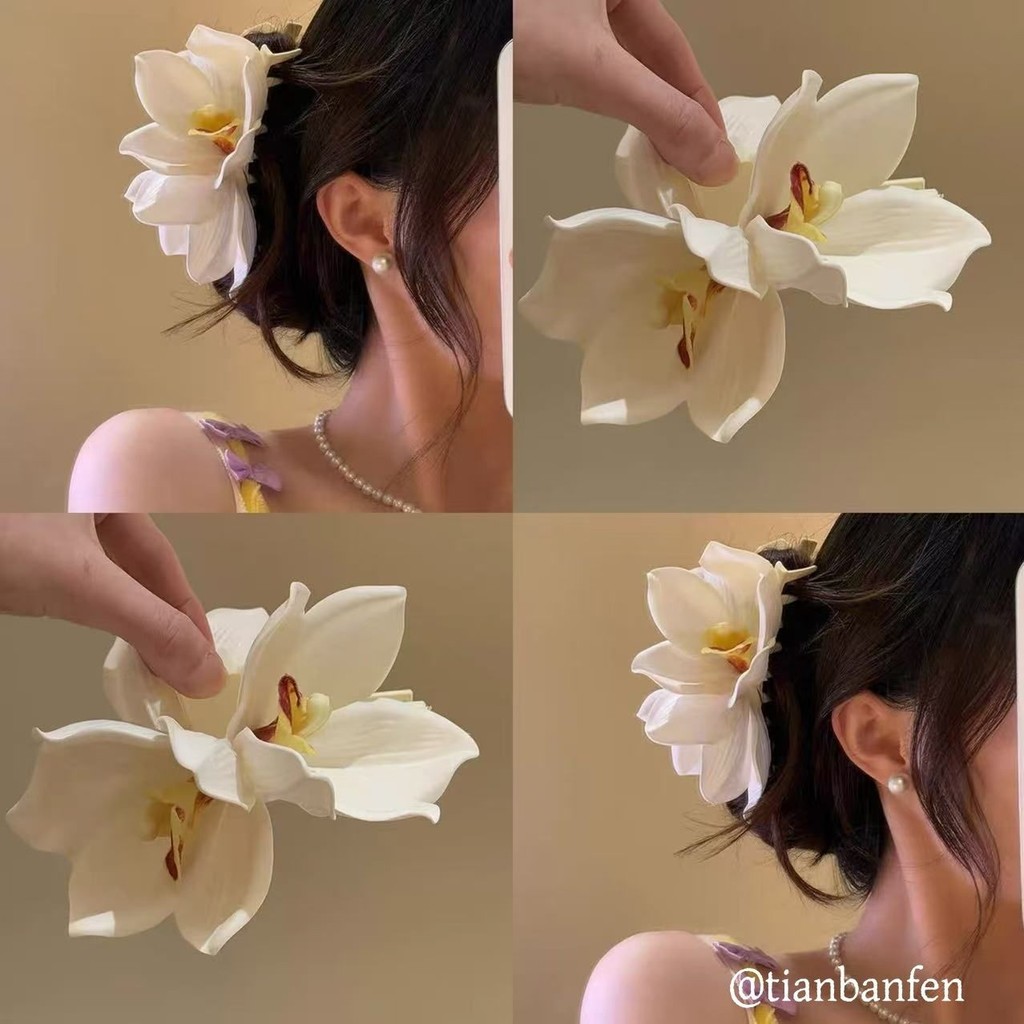 Đám cưới hoa trắng tinh khiết ~ Phong cách kỳ nghỉ xuân Siêu cổ tích Hui Orchid Kẹp tóc nữ 2025 Lấy 