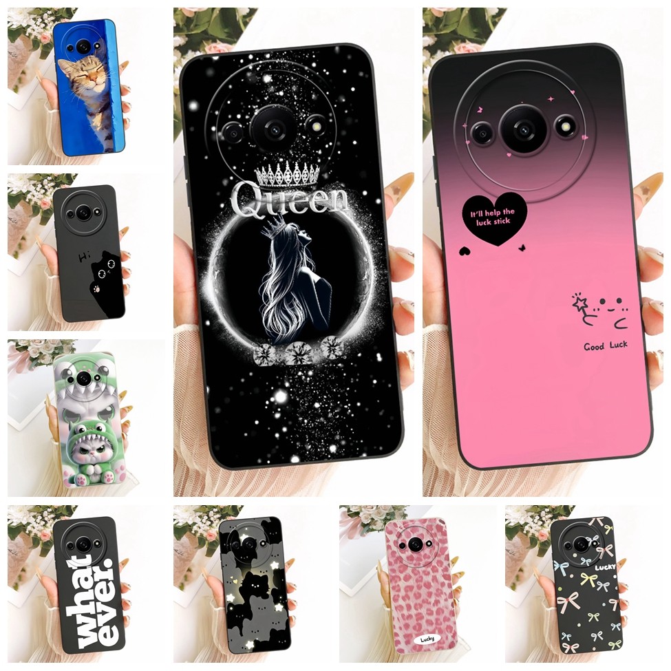 Ốp Điện Thoại Cho Redmi A3 Ốp Lưng Silicon Thời Trang Mèo Dễ Thương Họa Tiết Ngộ nghĩnh Vỏ Chống Sốc