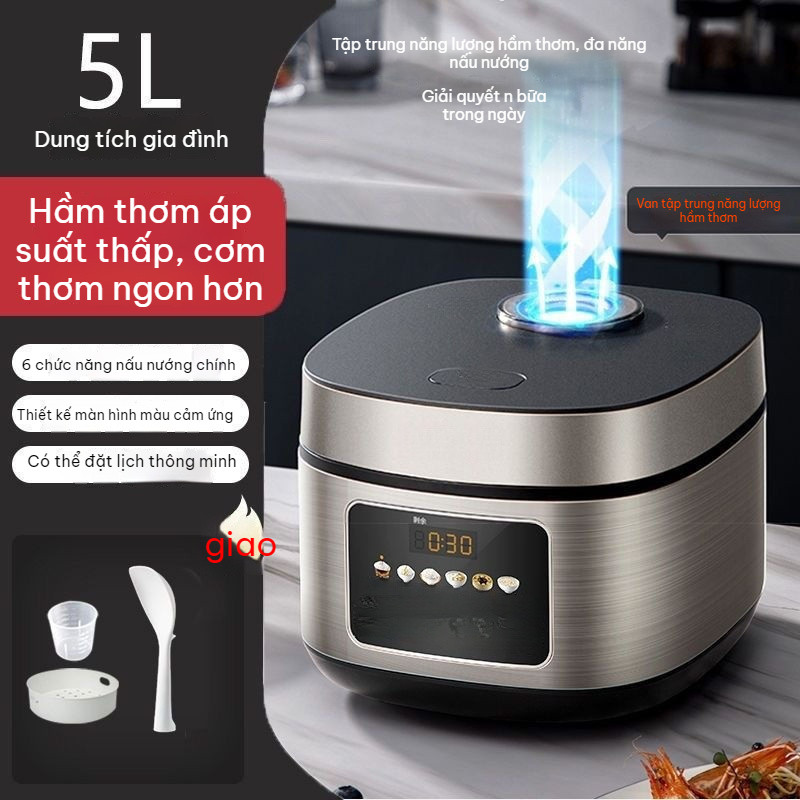 Large capacity smart rice cooker.Has functions of steaming, stewing, and cooking according to schedu