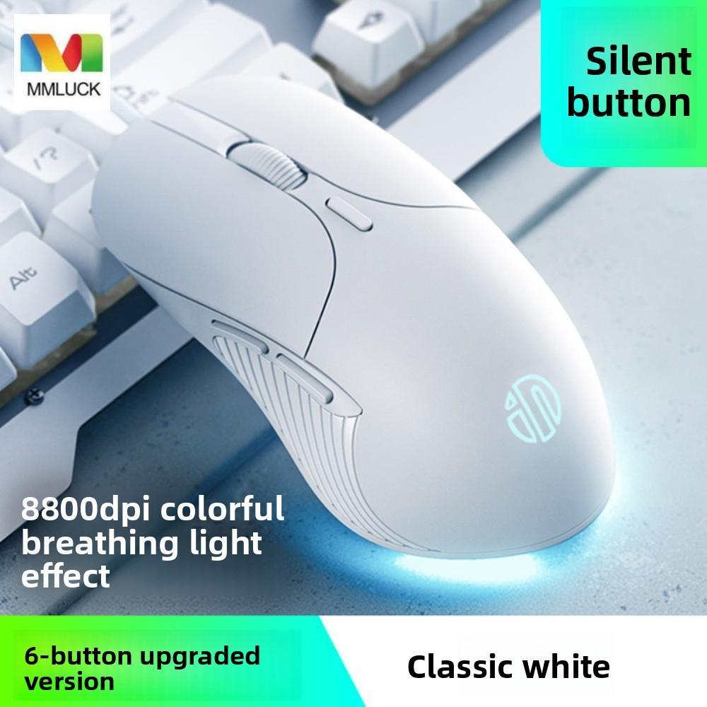 Chuột Có Dây MMLUCK, Chuột USB Ánh Sáng Nhiều Màu Sắc Công Thái Học, Kinh Doanh 8800DPI Quang 6 Chìa