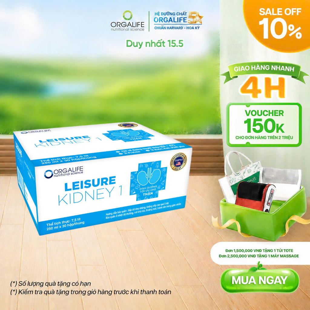 Thùng 36 Hộp LEISURE KIDNEY 1 Dinh Dưỡng Hỗ Trợ Giảm Protein (200ml/Hộp)