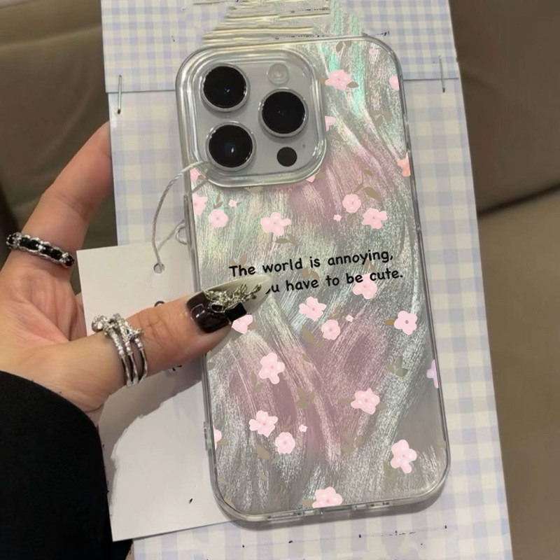 Ốp Lưng iPhone Hoa Hồng Hồng Dễ Thương Thông Điệp Tích Cực,iP 11/12/13/14/15/16/17/Plus/Pro/Max/XR/X