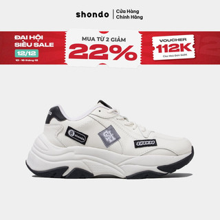   CHỈ CÒN 349K SAU KHI ÁP VOUCHER  Giày Sneaker Shondo Chunky S1 Stamp Thời Trang Trắng Đen CHN0001 