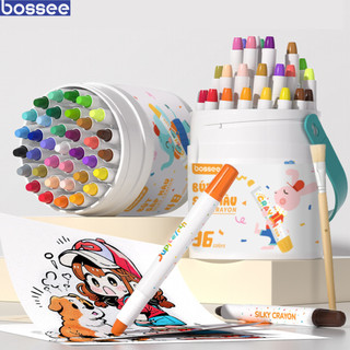 Bút Màu Bossee, Màu Sáp Lụa Hộp Đựng Tiện Lợi,An Toàn Trẻ Nhỏ, Tô Đẹp, Không Lem Bẩn Tay, Chồng Màu Tốt