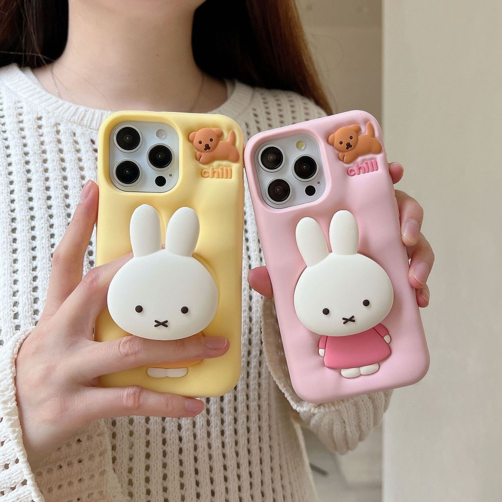 Thích hợp cho Apple 17promax Stand Miffy Rabbit Phone Case iPhone16 / 15 / 14 / 13pro Flavor Stereo 