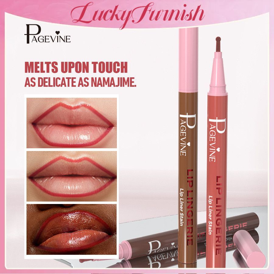 Bút kẻ môi COD 12 màu PAGE VINE, kẻ viền môi mượt mà, nhẹ, chống thấm nước 【LuckyFurnish】