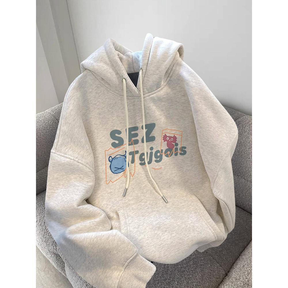 Comfortable American style women's hoodie with a hint of Chinese domestic fashion, loose fit, large 