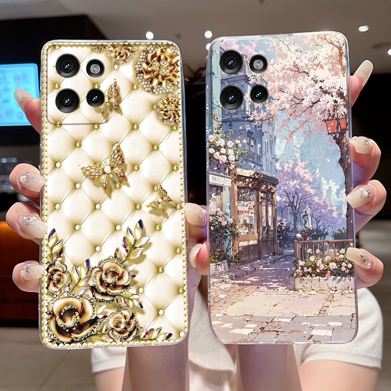 Ốp Điện Thoại Cho Motorola Edge 50 Silicon Mềm TPU Trong Suốt Phong Cách Anime Sơn Koi Puppy Dragon 