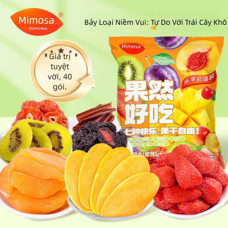 Gói quà 7 loại trái cây khô hỗn hợp MIMOSA Mimosa thực sự ngon 520g, đóng gói riêng, ngọt và chua ng