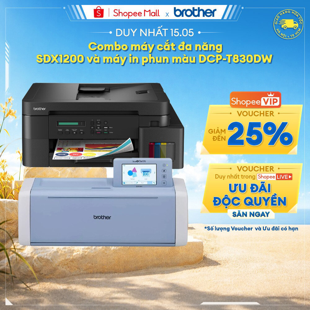 Combo máy cắt SDX1200 + máy in DCP-T830DW