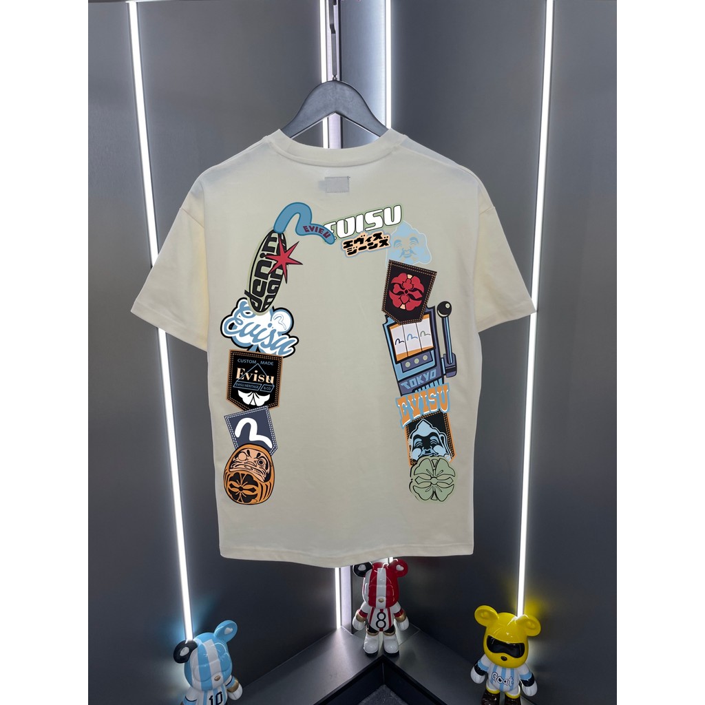 Evisu / Fushen 2026 Cổ Tròn Cổ Điển Áo Thun Ngắn Tay Nam Nữ Phong Cách Đáy Bên Trong Áo Sơ Mi Chống 