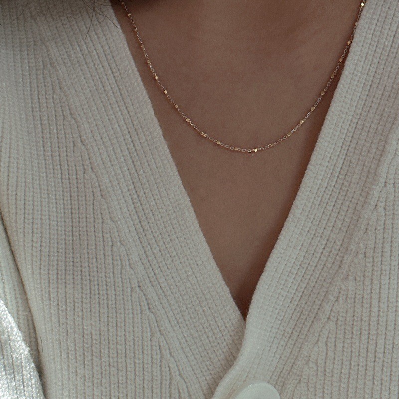 BE1N S925Pure silver and gold contrasting color vintage necklace, Korean style simple and fashionabl