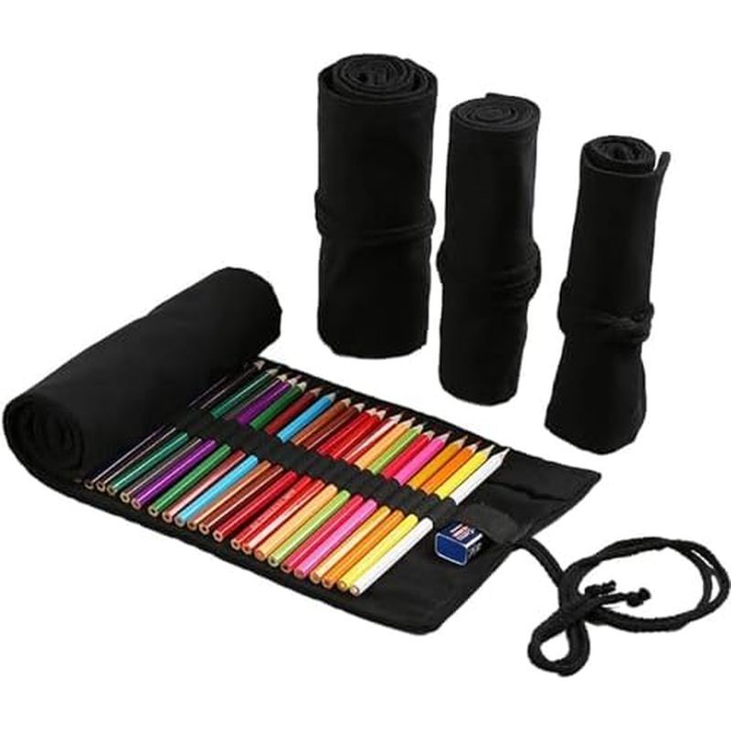 Pencils Roll Up Bag Short Brushes Pouch Case Pencils Organizer for Drawing Coloring and Sketching (P