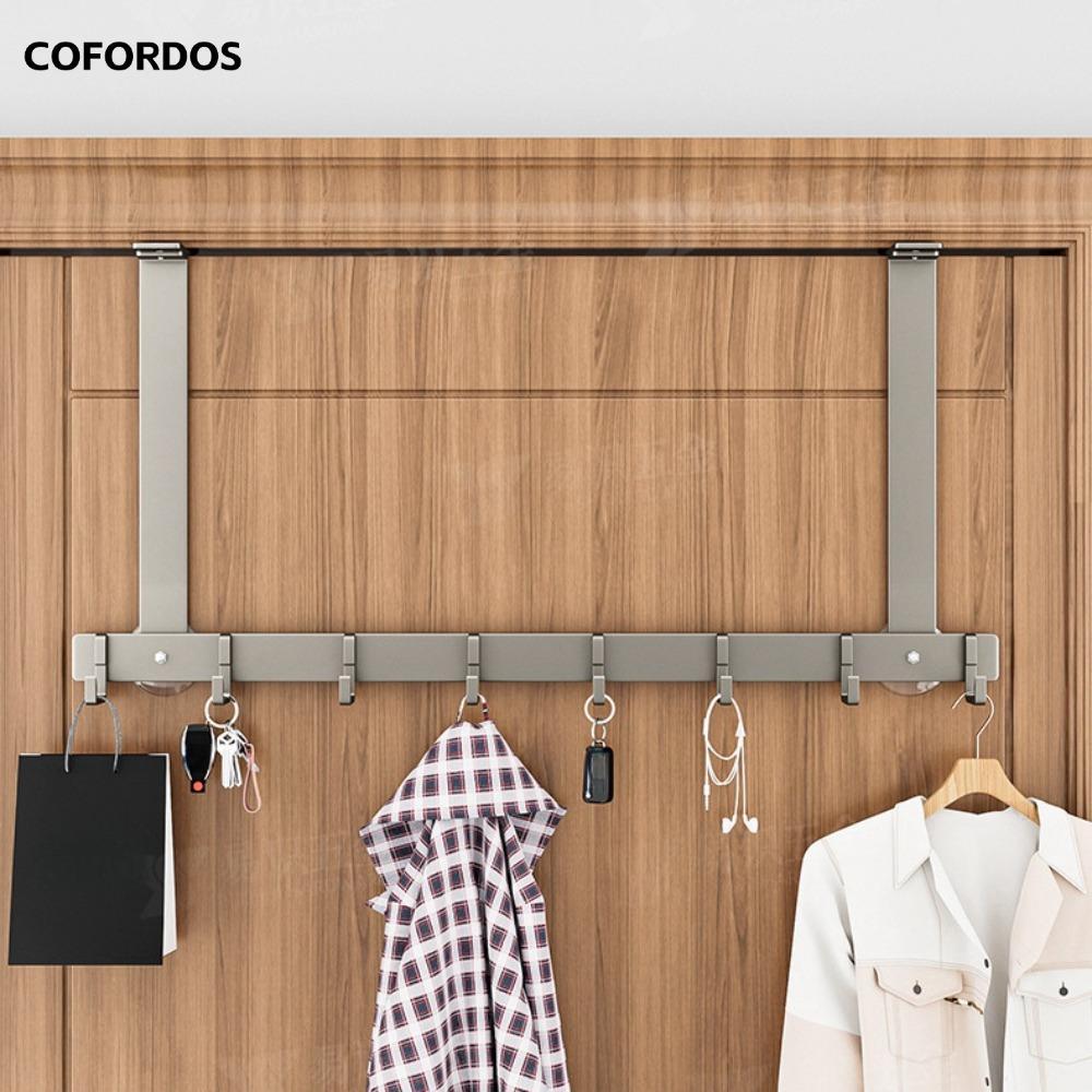 Móc treo COFORDOS, Giá treo khăn có thể điều chỉnh trên cửa, Móc treo 5 / 6 Móc quần áo phía sau cửa