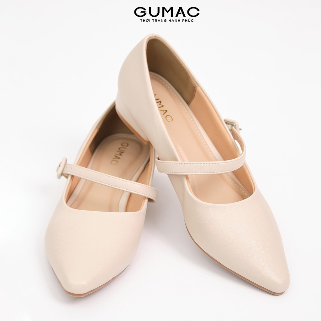 Giày búp bê nữ GUMAC phối quai ngang mũi nhọn thanh lịch GF01078