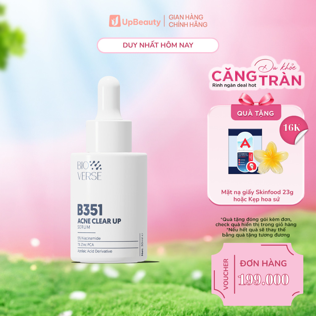Tinh Chất Hỗ Trợ Giảm Mụn Bioverse B351 Acne Clear Up Serum Kiềm Dầu, Cải Thiện Thâm Mụn 30ml