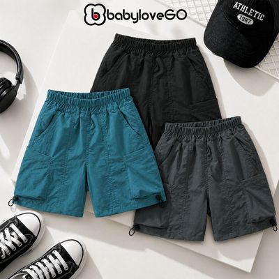 Quần short bé trai túi hộp BabyloveGO quần đùi gió mềm mịn đứng form dáng thể thao năng động cho bé QG04