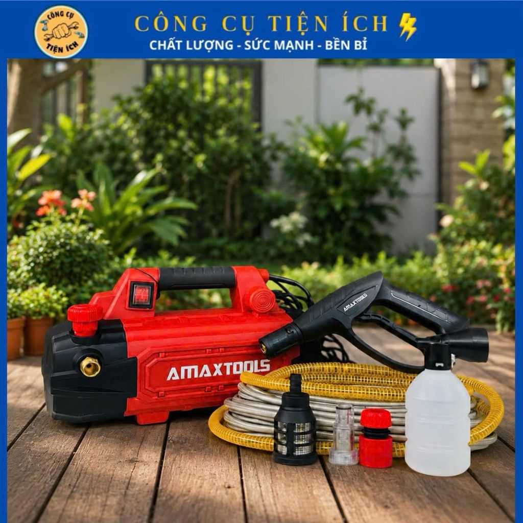 Máy Rửa Xe Chỉnh Áp AMAXTOOL ARX 2450T, Công Suất 1250W, Có AT Chống Giật, Áp Lực 160 Bar