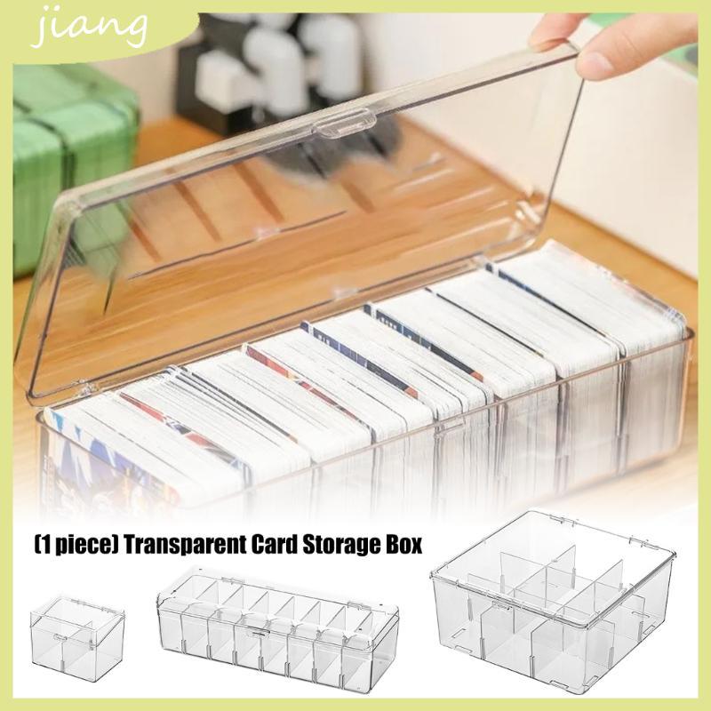 Clear Plastic Card Storage Box With Adjustable Dividers For Home Offices Organization