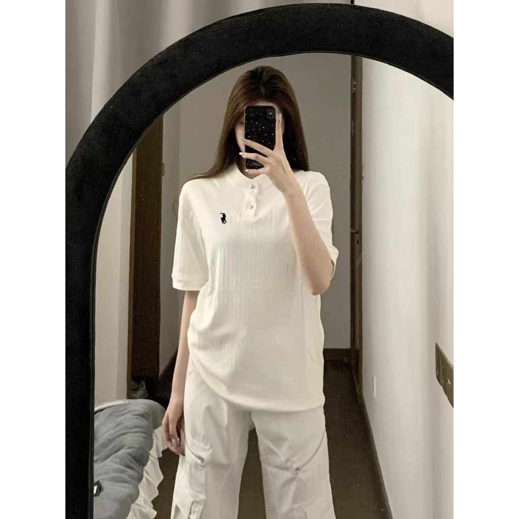 AFXG RL Fw Old Money Style boxy Comfortable Casual Breathable Henley Collar Polo Knitted Sweater Cou