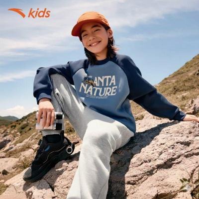 ANTA Kids Áo Bé Trai Nỉ Sweater  Cổ Tròn Form Rộng 352546724U - Chất Liệu Cotton Mềm Mại, Phong Cách Thể Thao