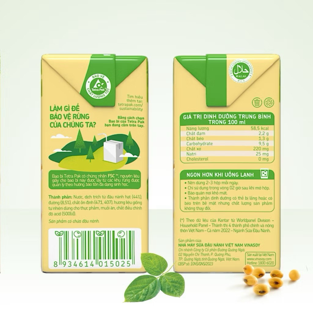 Thùng sữa đậu nành Fami Nguyên chất/ CANXI có đường (36 hộp x 200ml) sữa fami