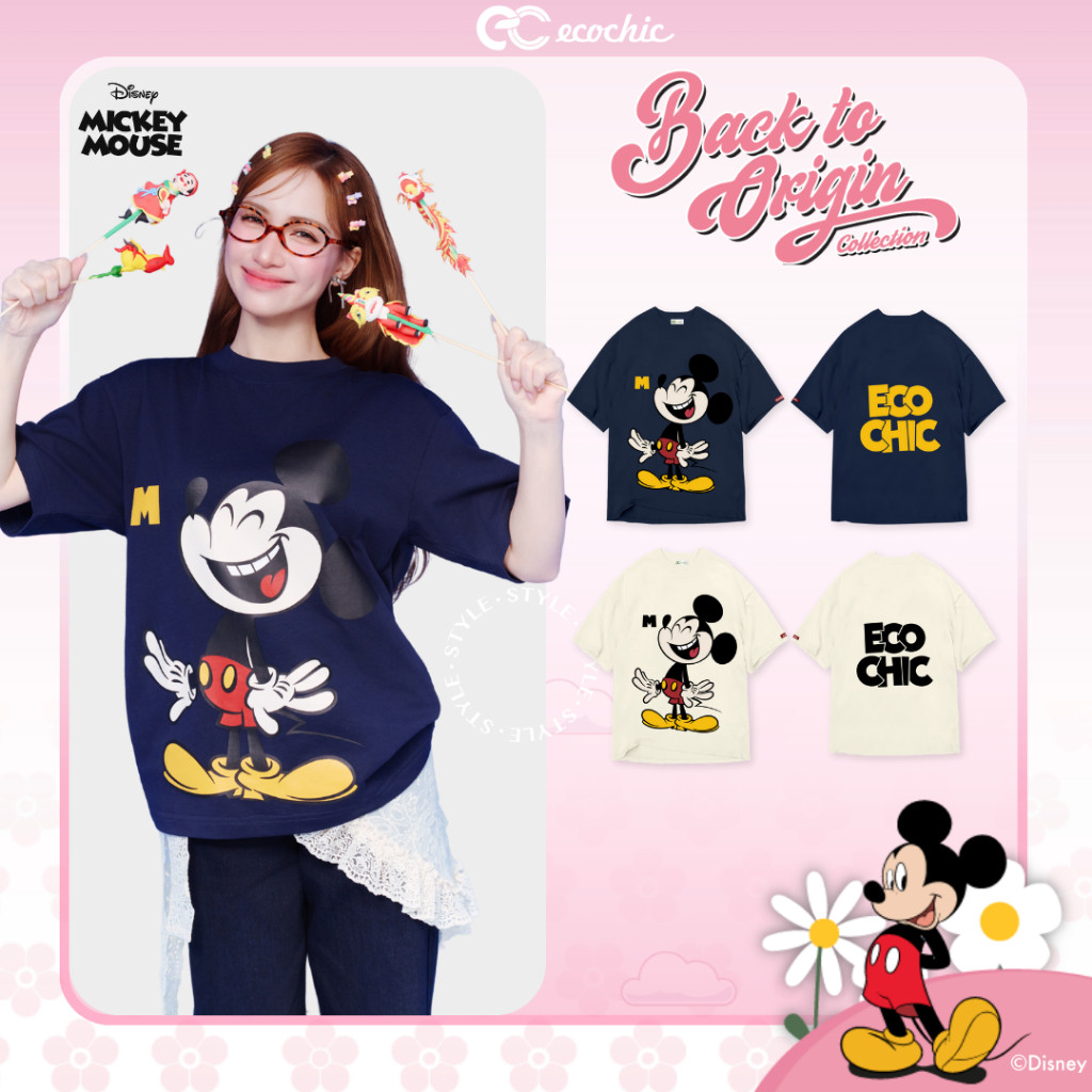 Áo Thun Oversize ECOCHIC MICKEY SPLASH Chính Hãng Bản Quyền Disney MICKEY COLLECTION TS006