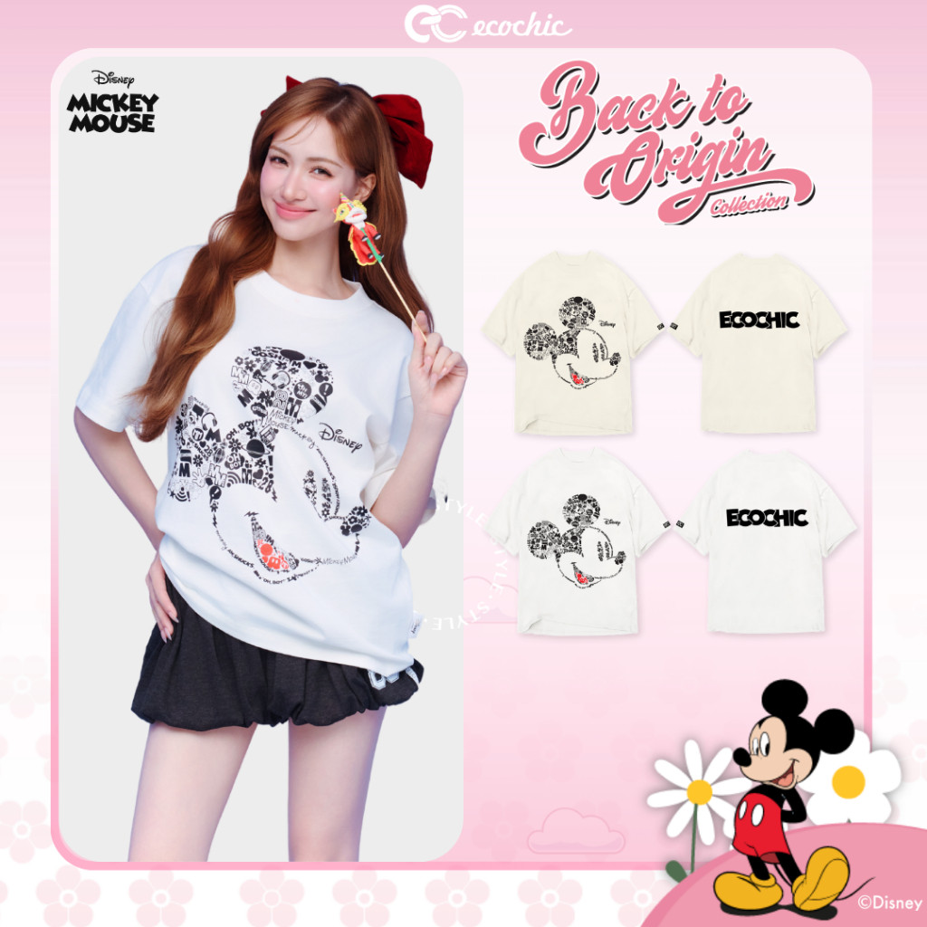 Áo Thun Oversize ECOCHIC MICKEY PORTFOLIO Chính Hãng Bản Quyền Disney MICKEY COLLECTION TS003