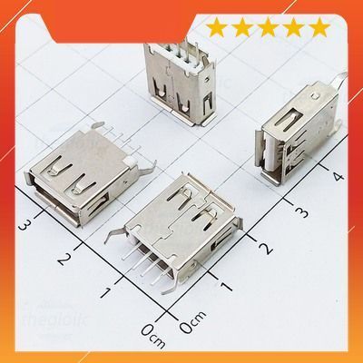 [20 Cái]- AF180 Cổng USB Cái 2.0 Type A 4 Chân Thẳng Xuyên Lỗ IoT Maker 90