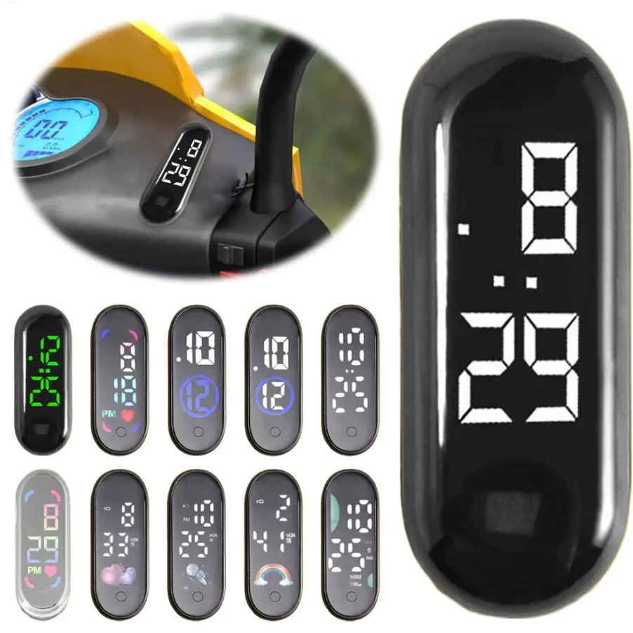 Đồng hồ phát sáng Mini Nhãn dán chống nước Đồng hồ kỹ thuật số Độ bám dính mạnh Đồng hồ kỹ thuật số nhỏ pomervn