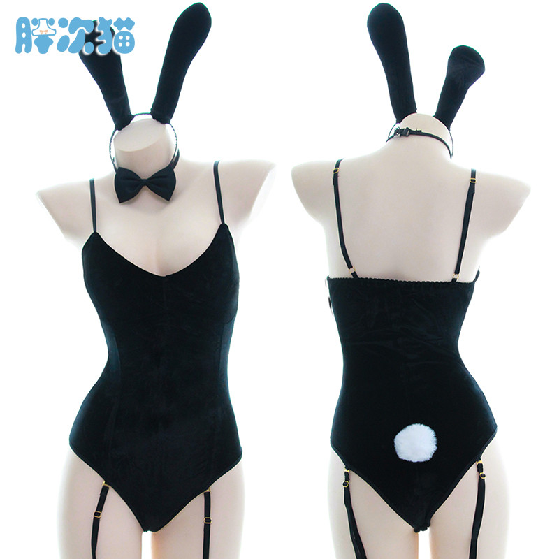 Bunny Girl Khóa Ẩn Phong Cách Nhung Thỏ Cô Gái Váy Thỏ Thỏ Đầm Một Mảnh Bộ Đồ Ngủ Sling Bộ Đồ Ngủ