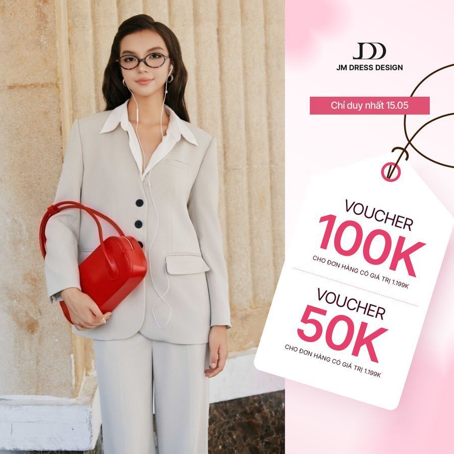 Áo blazer dáng rộng cổ V 5B10.2408K thiết kế bởi JM Dress Design