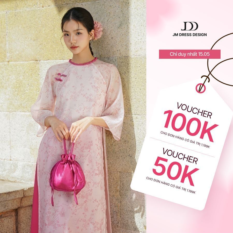 Áo dài Bạch Ngọc - Áo dài suông đính nơ in họa tiết 2M02.2410OG, áo dài cách tân thiết kế bởi JM Dre