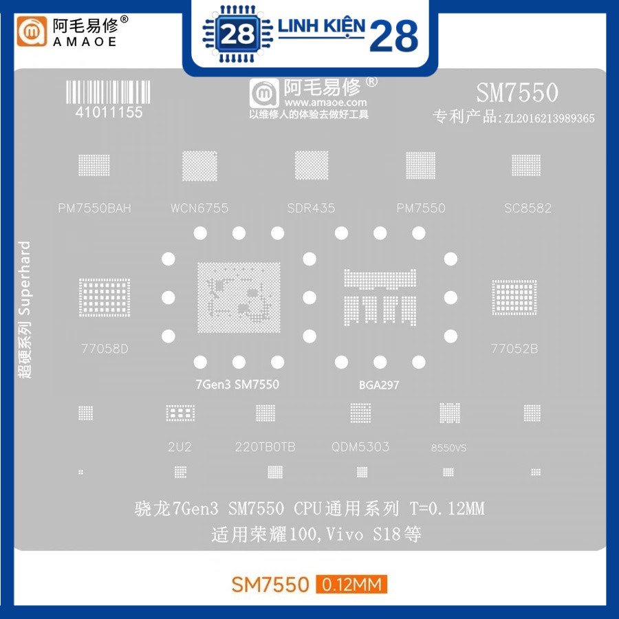 Vỉ Amaoe SM7550 Snapdragon 7Gen3 SM7550 CPU chung Series dành cho Honor 100 Vivo S18. linhkien_28