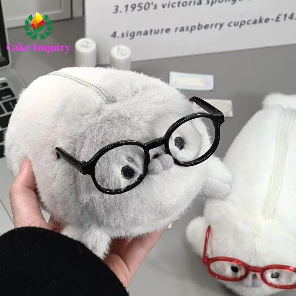 SAHRAI Little Seal Pencil Case, Animal Sang Trọng Chất Liệu Cói Túi Đựng Bút Búp Bê, Họa Tiết Mô Phỏ