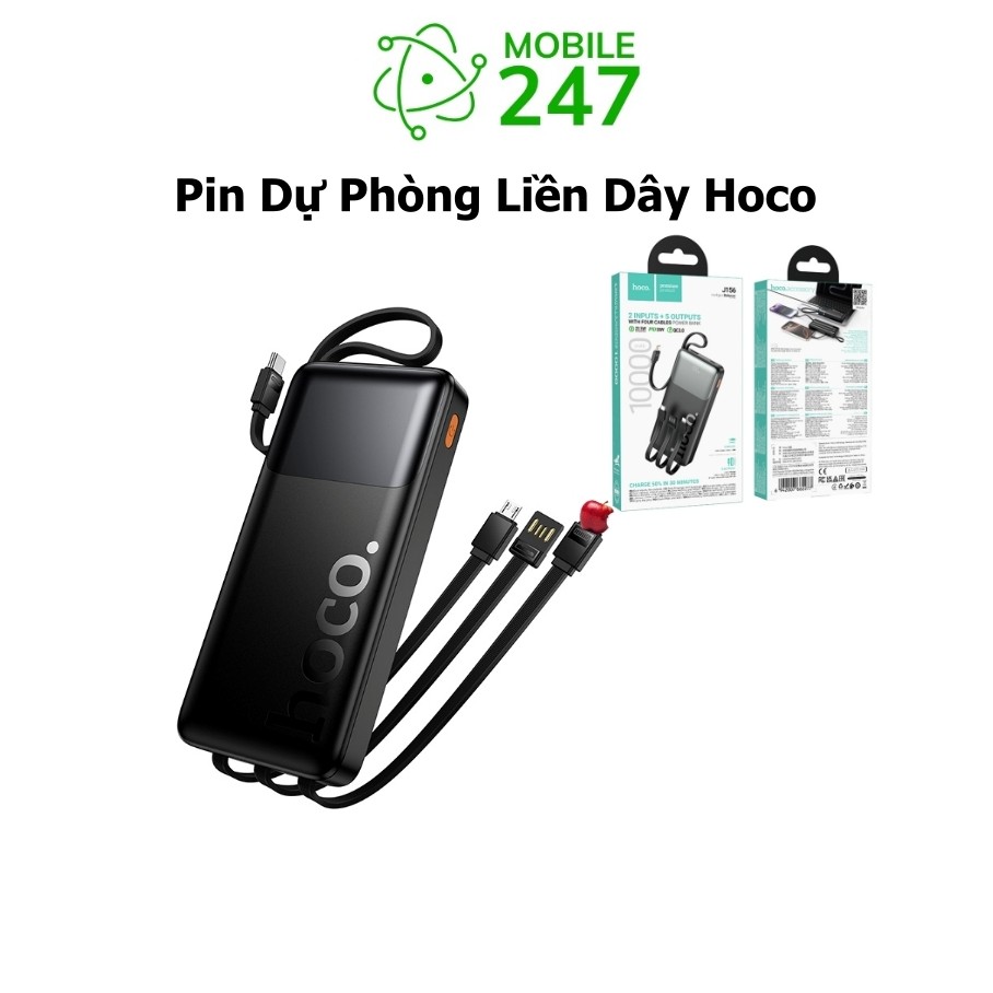 Sạc dự phòng Hoco J156  J156A  TypeC PD 20W & USB-A QC 3.0 22.5W, Kèm 4 Cáp sạc Mobile247