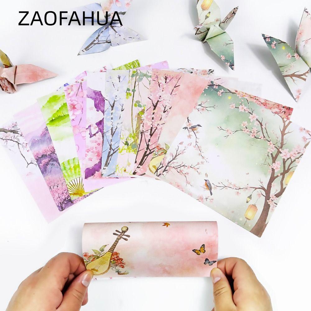 ZAOFAHUA 60 tờ Giấy thủ công hoa, Giấy Origami in hoa anh đào hai mặt in hoa, Trang trí phong cách T