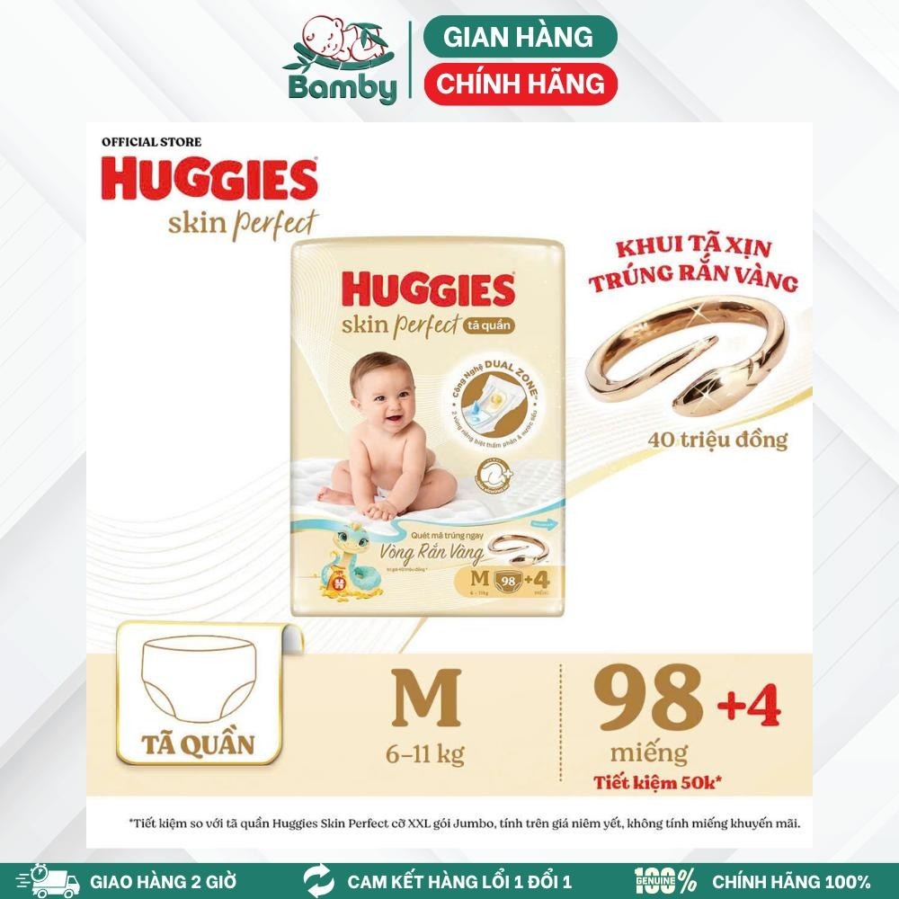 Tã Huggies Skin Perfect NB76 S82 M79 M102 L92 XL76 XXL68 - Công nghệ Dual Zone - Bamby.....